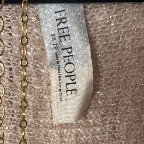 Free People Tan and Cream Lace Scoop Neck Sweater - Picture 2 of 5